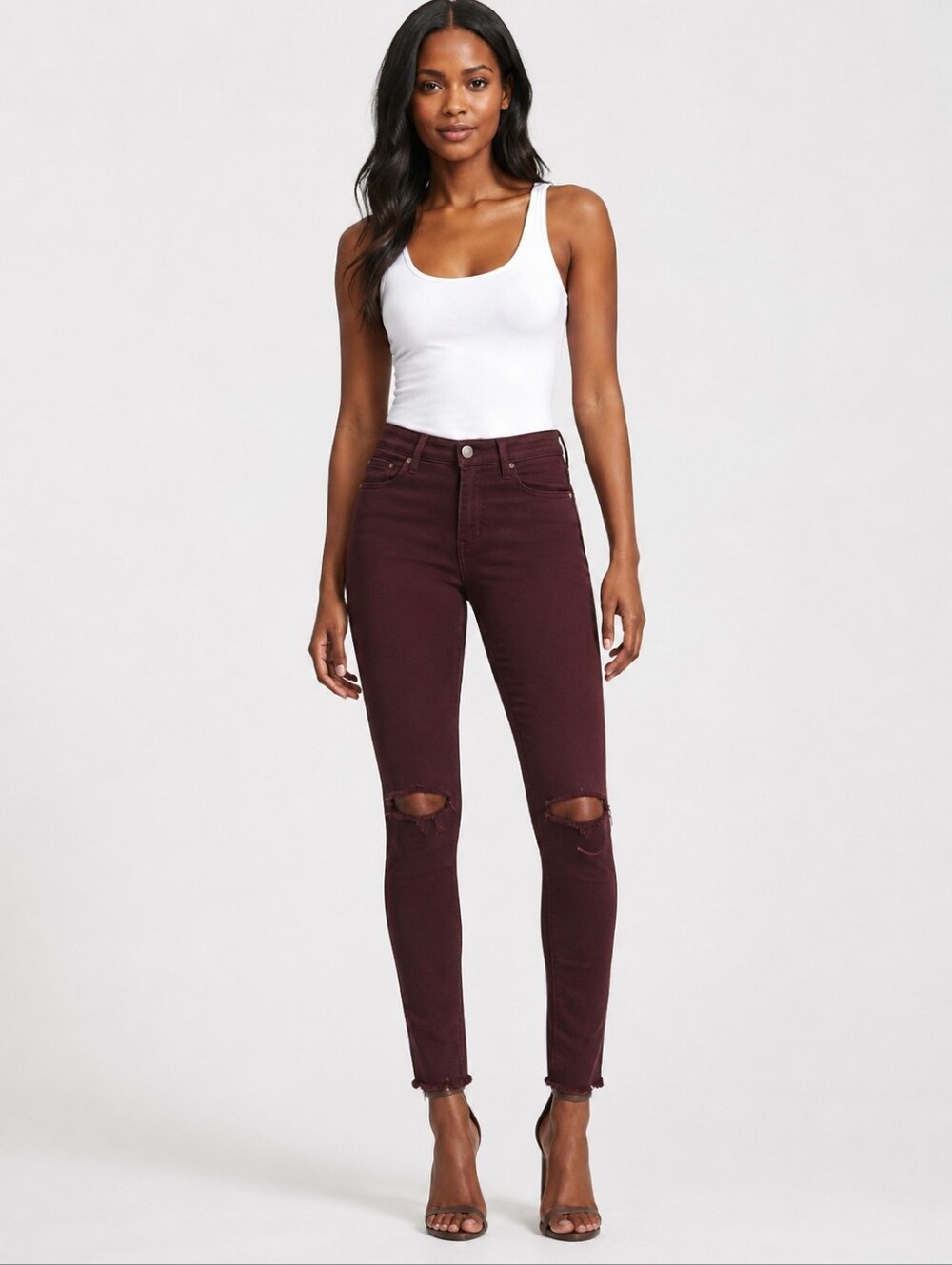❤️ FRAME DENIM LE SKINNY DE JEANNE IN  MAHOGANY RIPS, 4 (27)